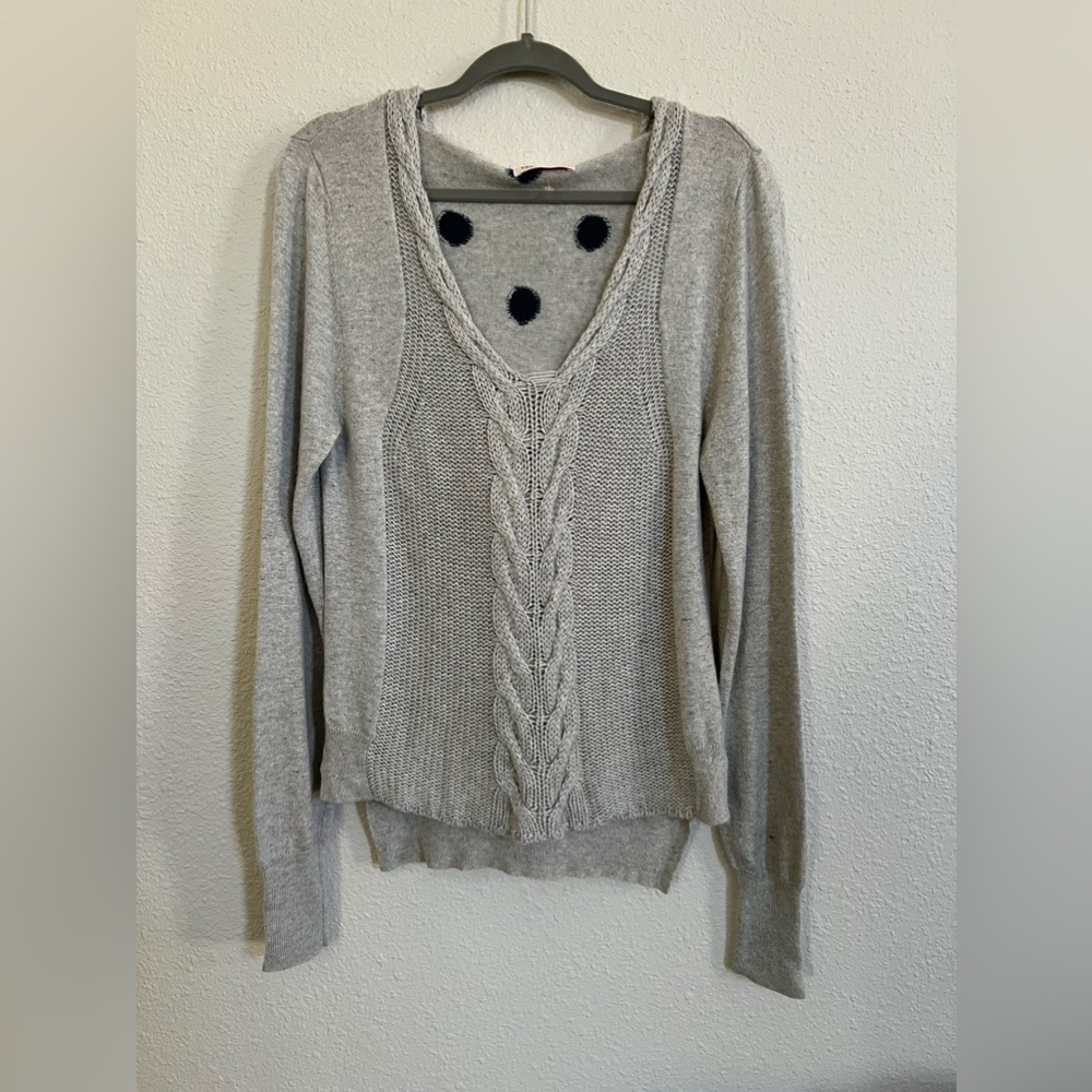 Anthropologie Yoon Polka Dot Hooded Knit wool cashmere Sweater large - Picture 2 of 7